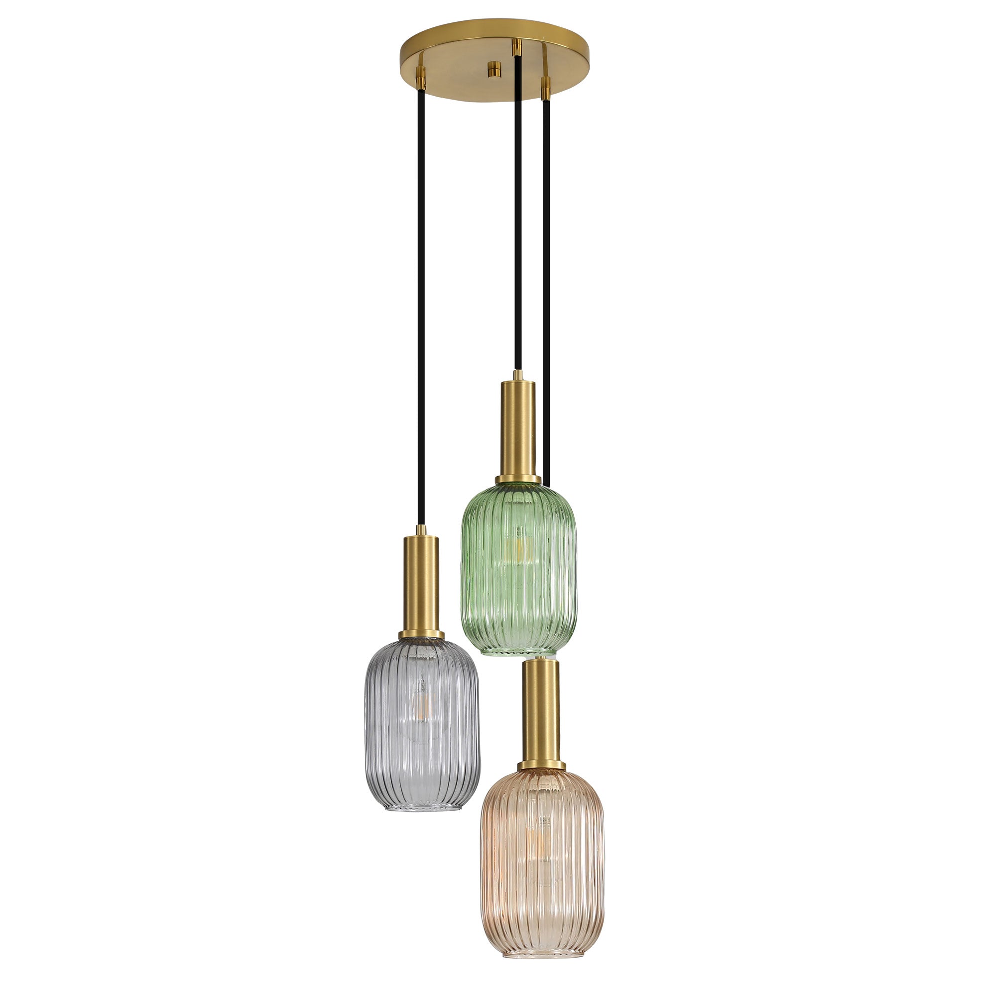 Luxe 3 Light Pendant Green, Amber & Smoke - OL63753/13MX