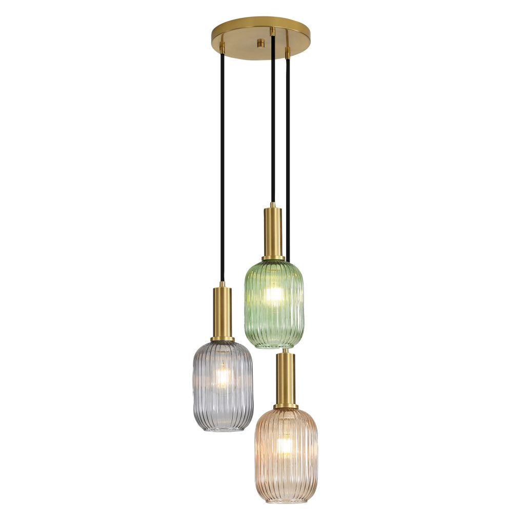Luxe 3 Light Pendant Green, Amber & Smoke - OL63753/13MX