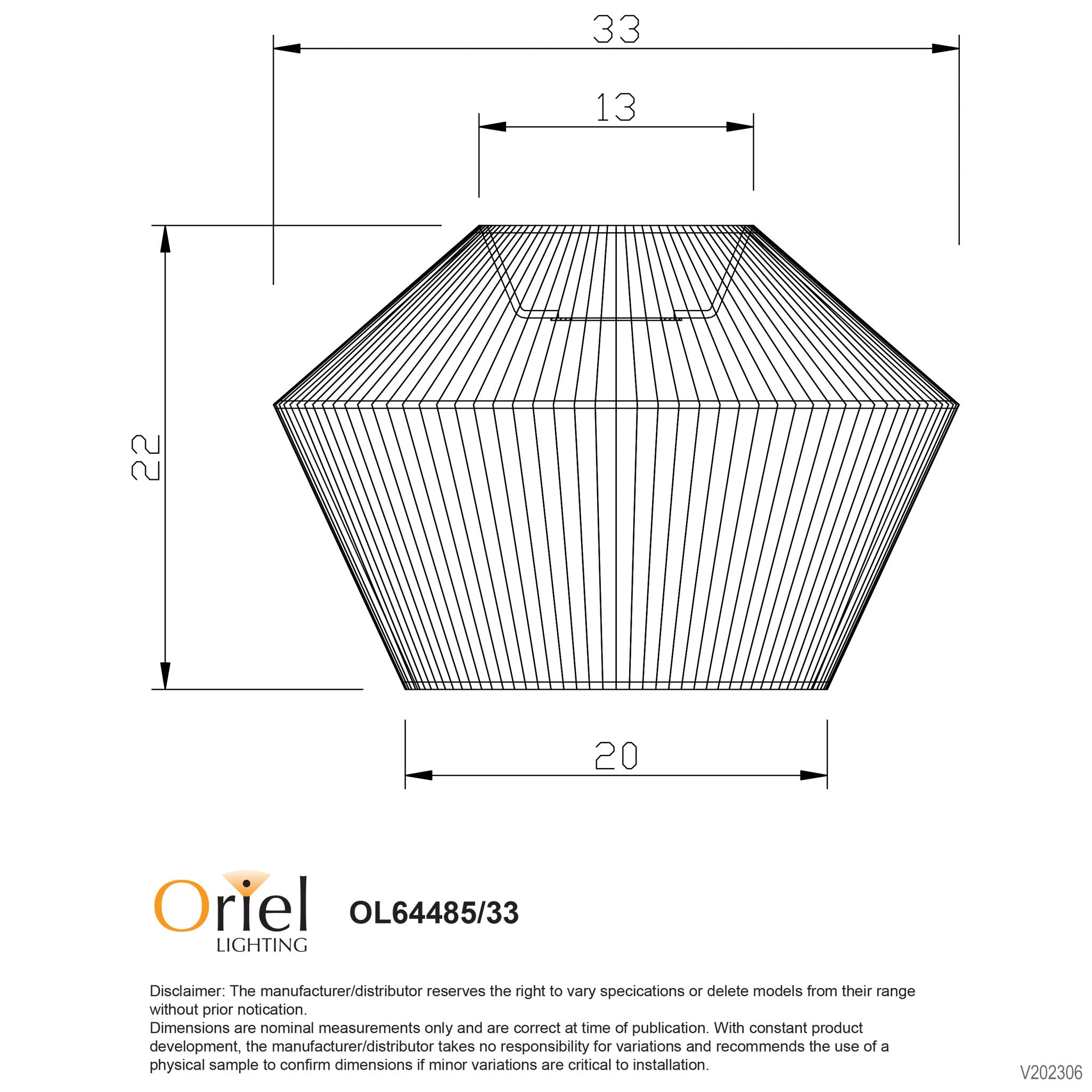 Padang 1 Light Pendant 330mm - OL64485/33 (Shade Only)