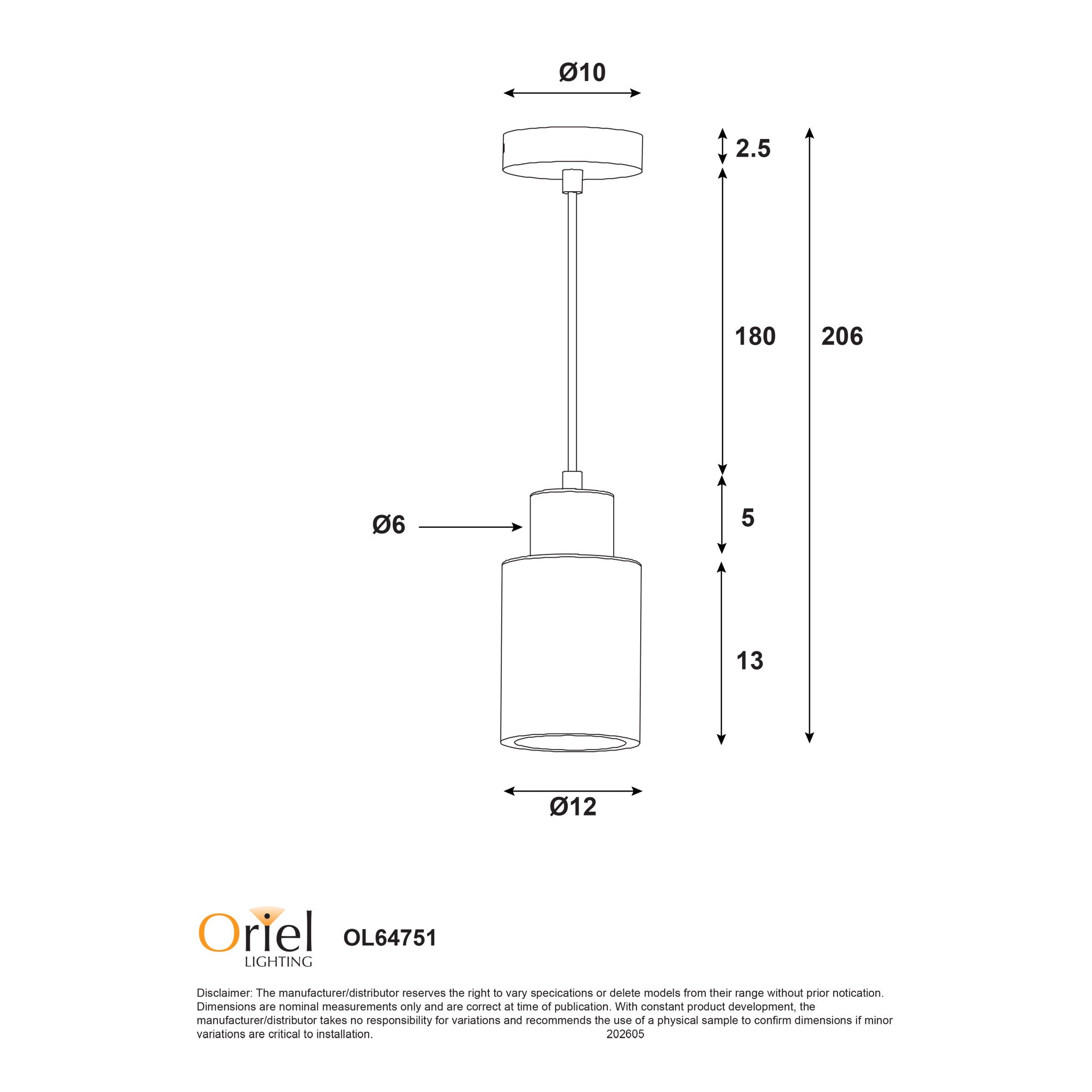 Tibur 180mm Pendant Light Travertine - OL64751