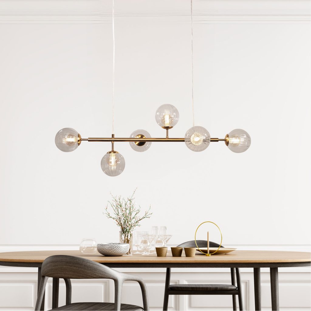 Volli 6 Light LED Pendant 4W 4000K Satin Brass & Clear - OL65015/6SB