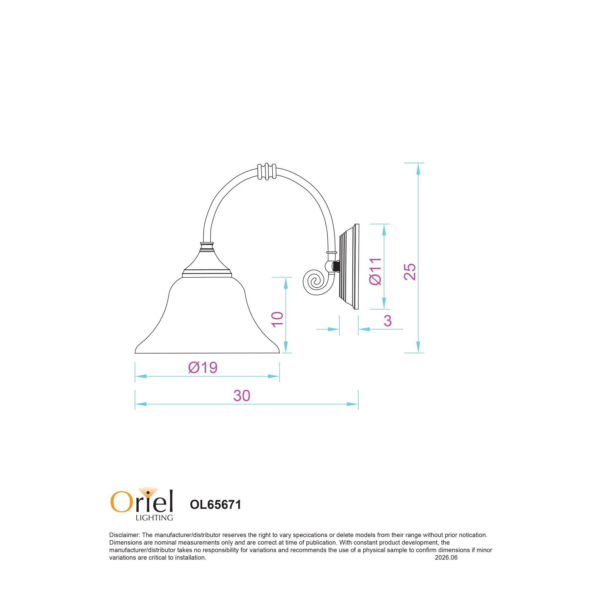 Woodgate Wall Light Black - OL65671BK
