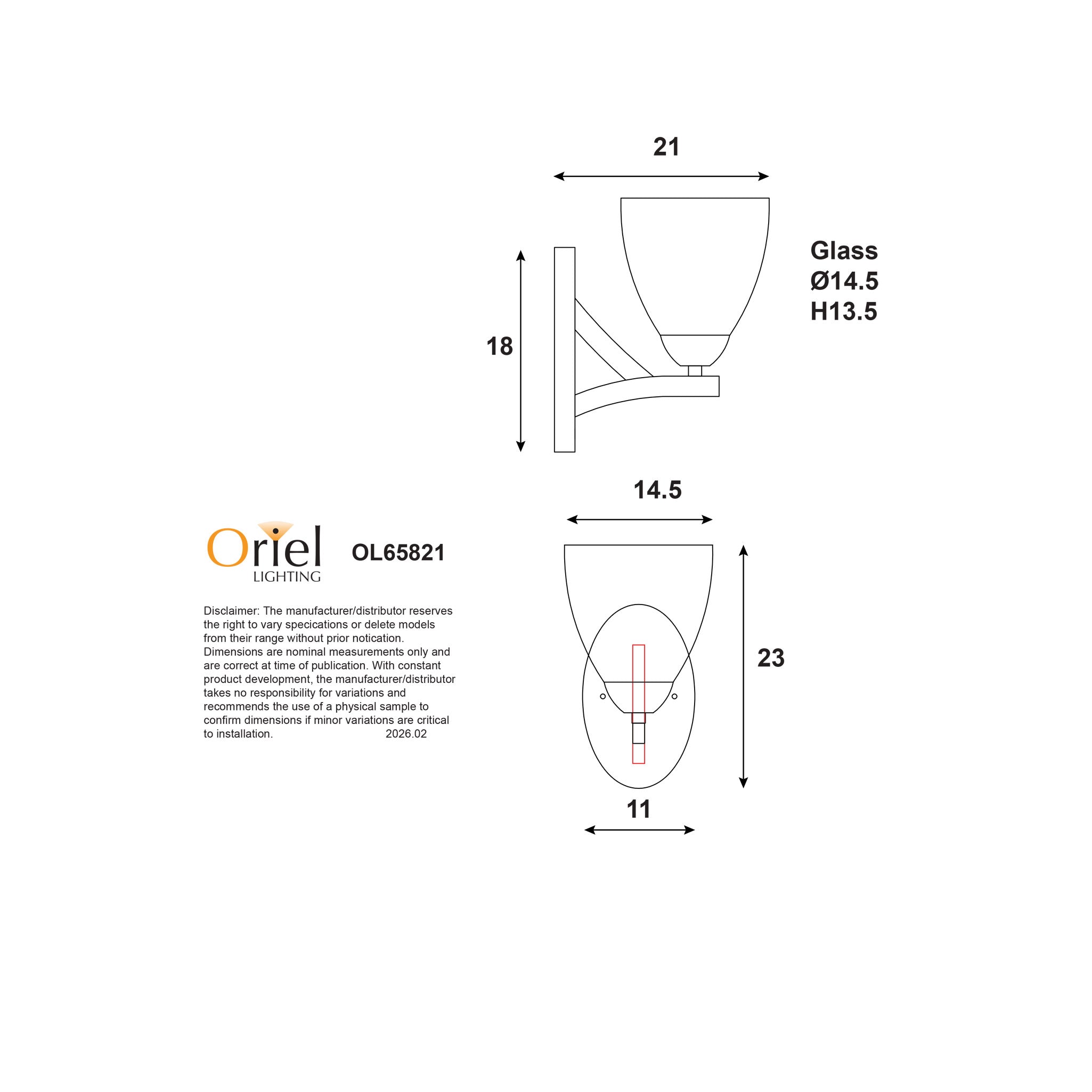 Roxby Wall Light Black & Opal - OL65821BK