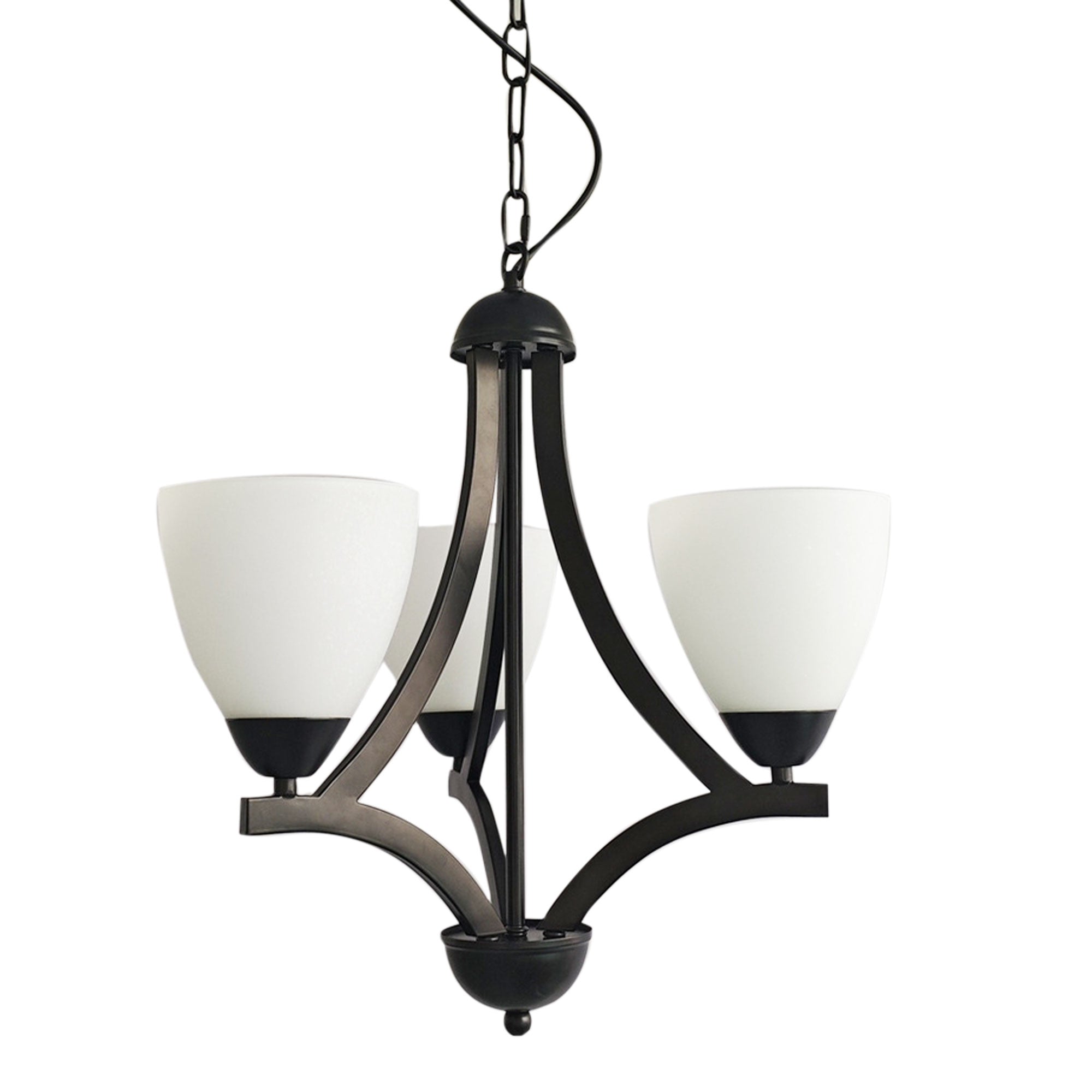 Roxby 3 Light Pendant Black & Opal - OL65823BK