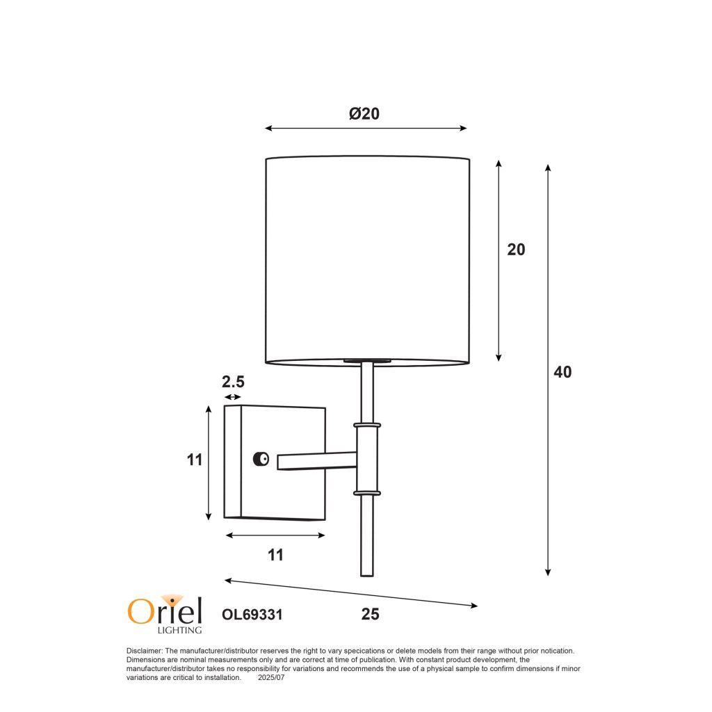 Bella Wall Light Black - OL69331BK