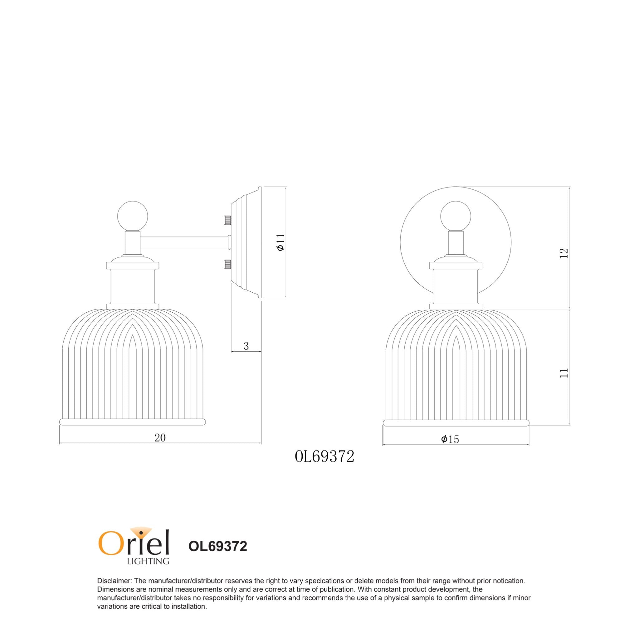 Minka Wall Light Black & Opal Matt - OL69372OM