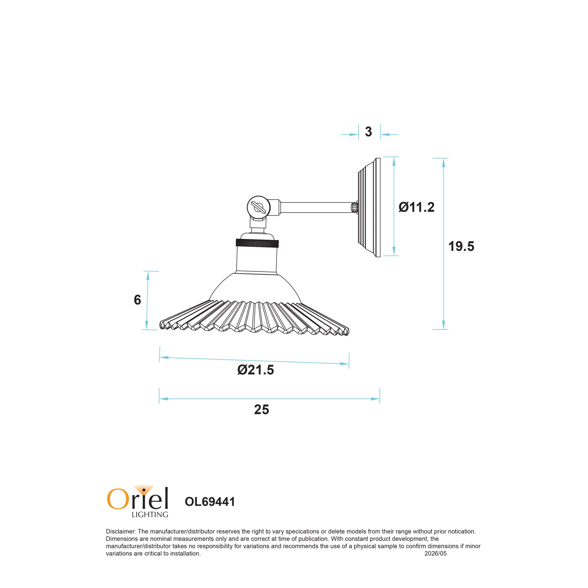 Croydon Wall Light Black & Clear - OL69441BK/CL