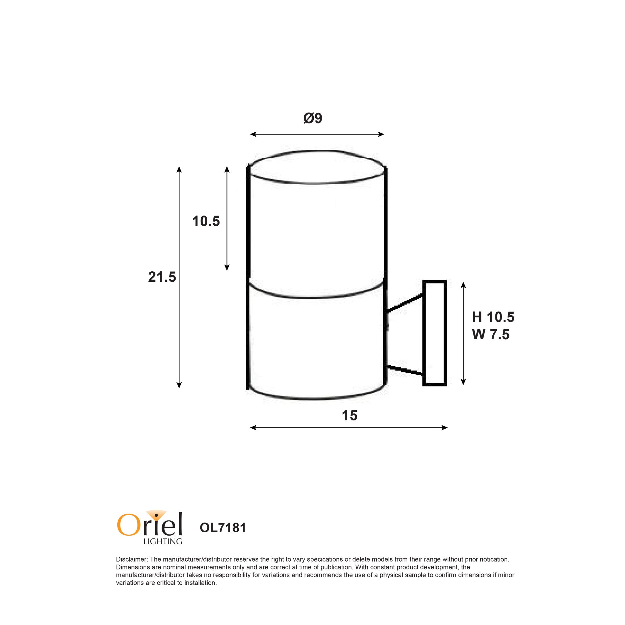Wanaka Wall Light Black - OL7181BK