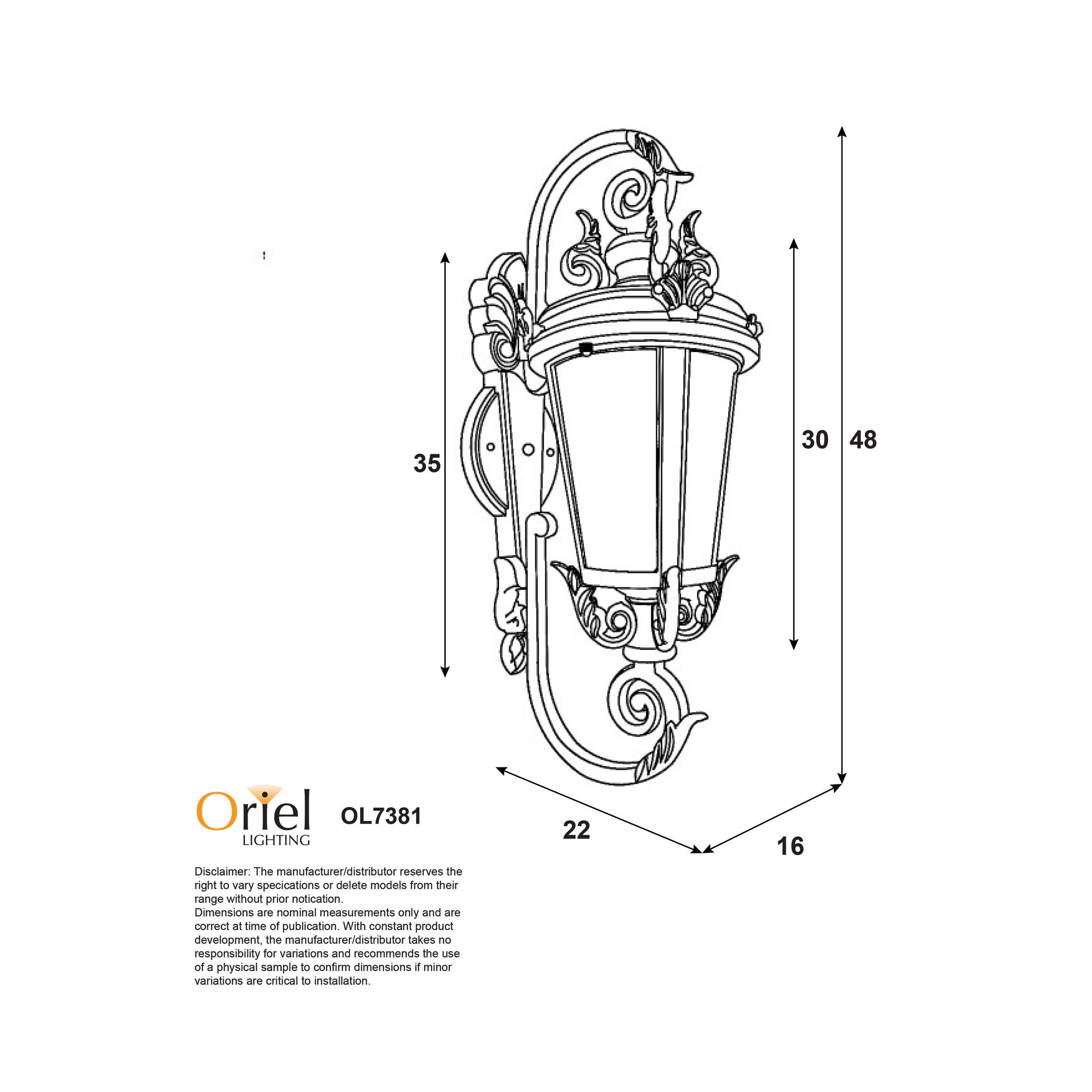 Albion Traditional Outdoor Wall Light Black - OL7381BK