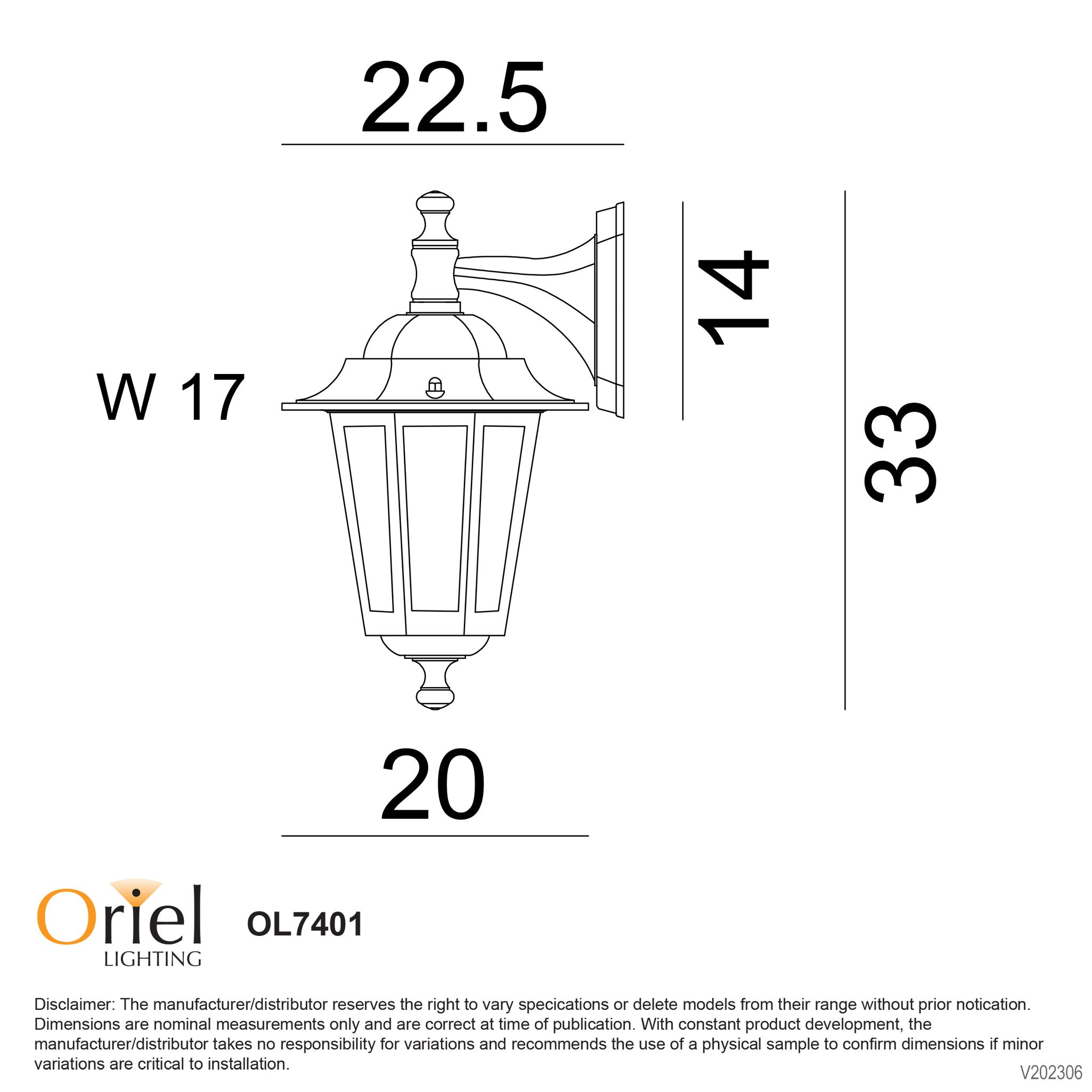 ASCOT Outdoor Wall Lantern Down Light White Metal / Clear Glass - OL7401WH
