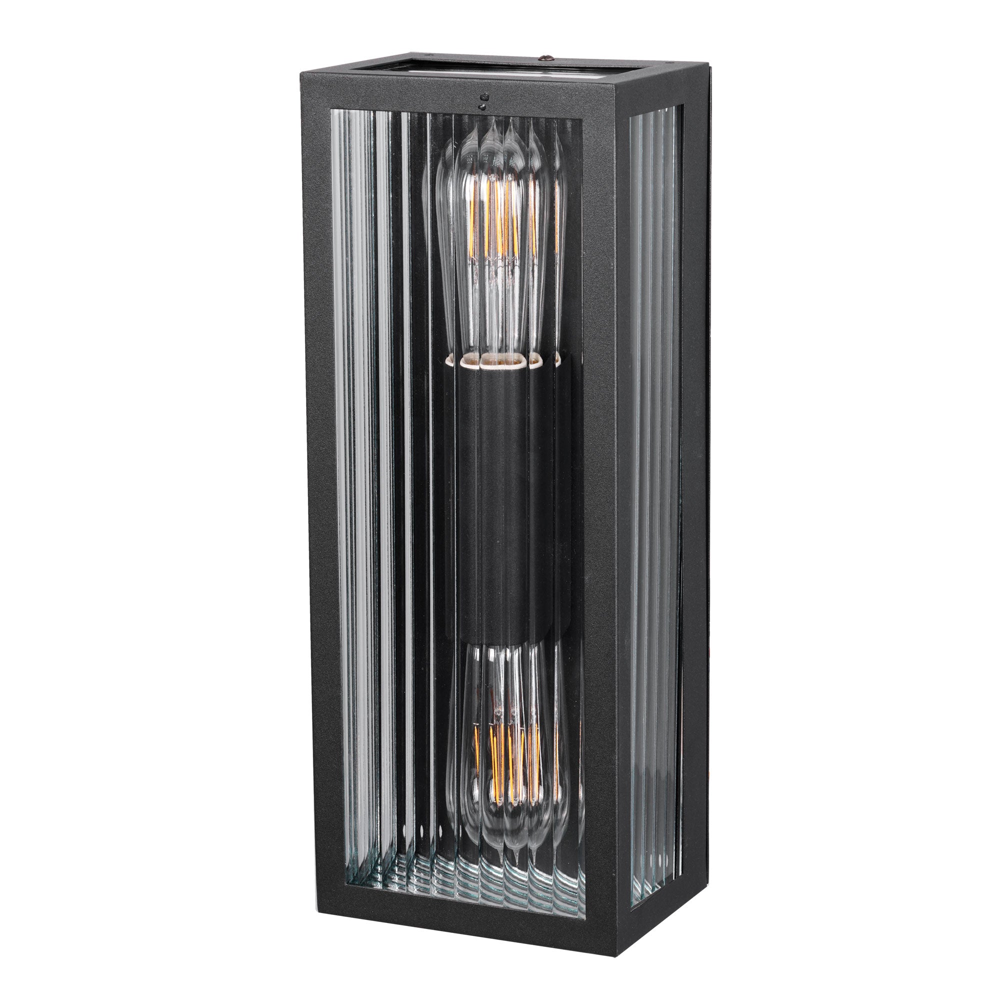 Chicago Outdoor Twin Up & Down Wall Light Black & Clear - OL7652BK