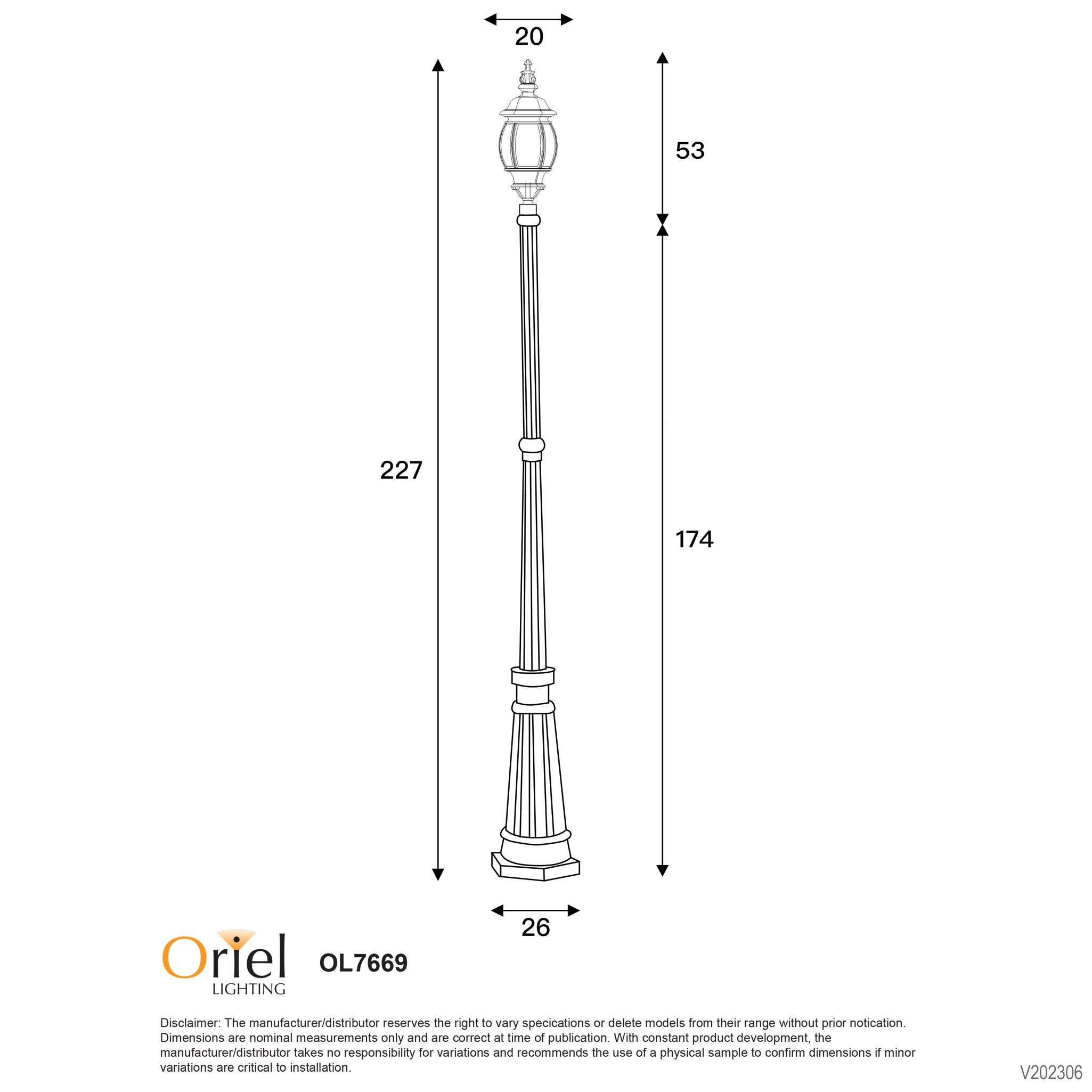 Highgate 1 Light Post Lights Black - OL7669BK