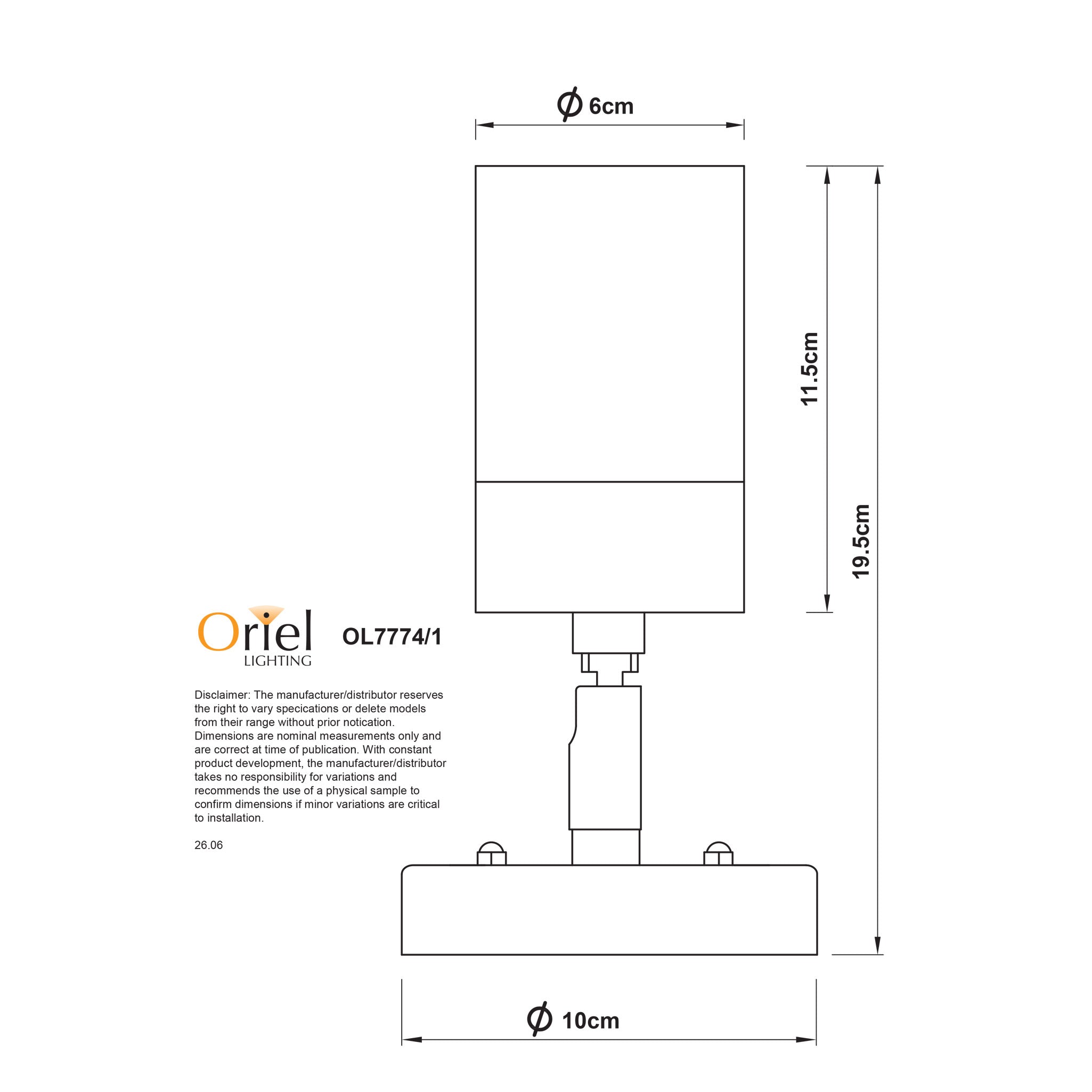 Zeta 1 Light Spotlight Stainless Steel IP44 GU10 - OL7774/1SS