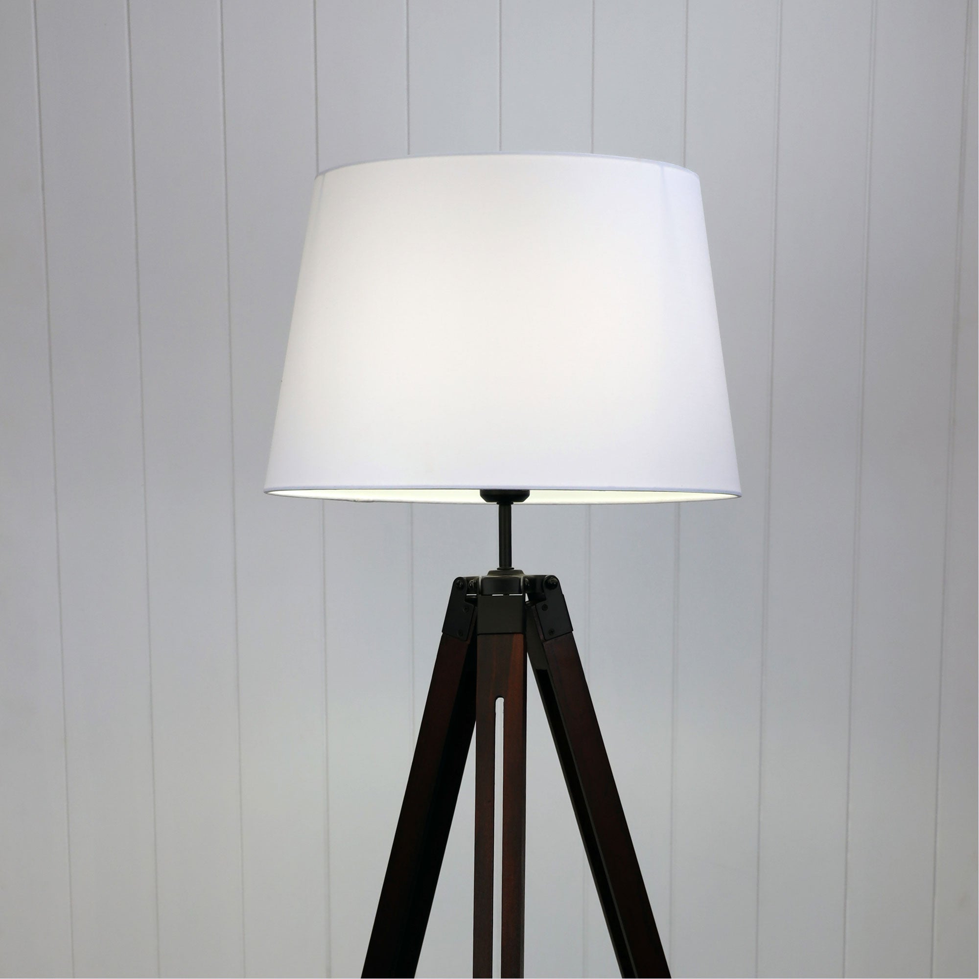 Trevi Floor Lamp Walnut & Black Base With White Shade - OL81160