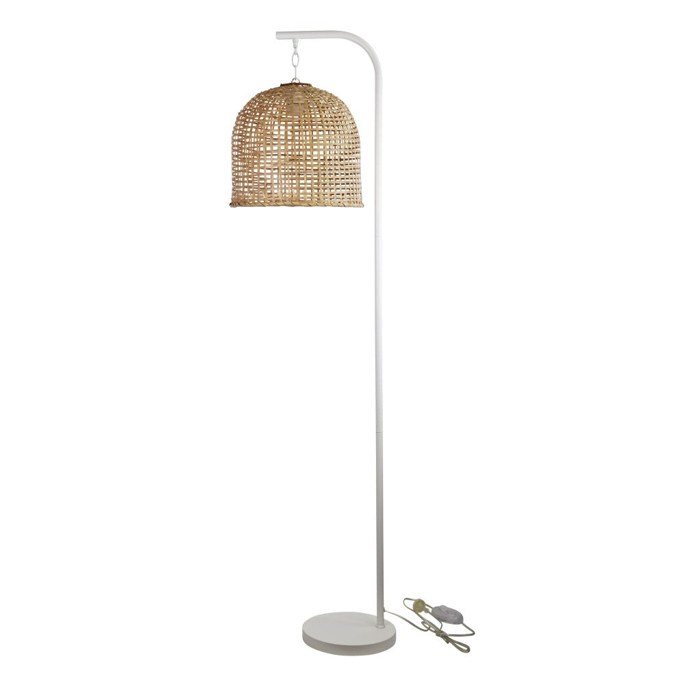 Buy Floor Lamps Australia JESS Floor Lamp White & Batur Shade Natural - OL81412