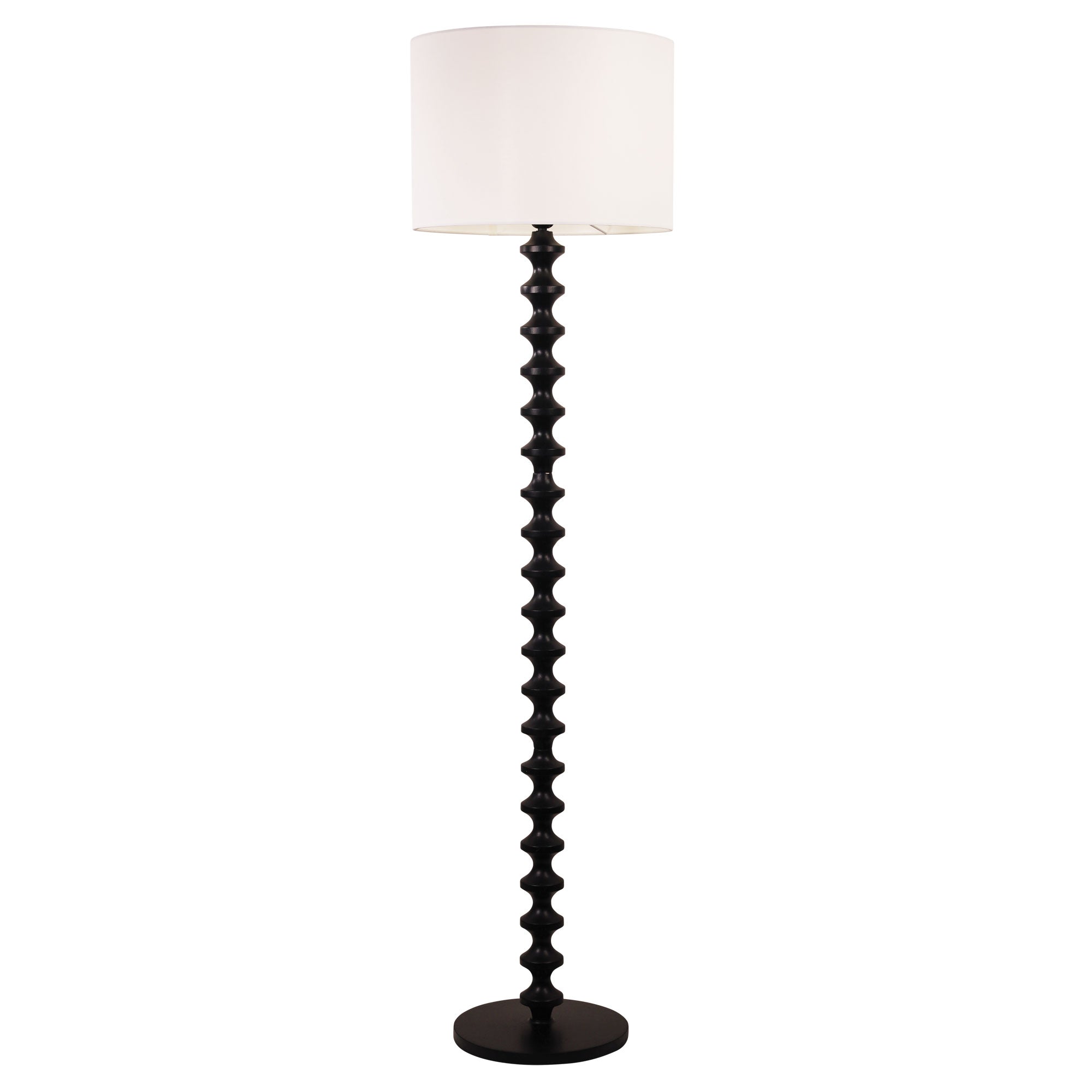 Spindle Floor Lamp with Shade Black & White - OL93543BK