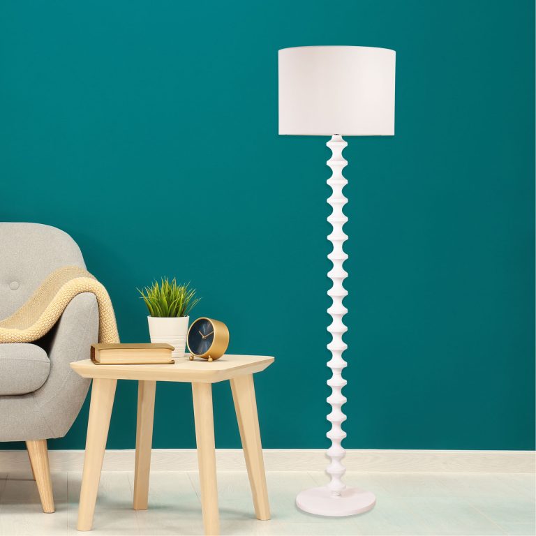 Spindle Floor Lamp with Shade White - OL93543WH