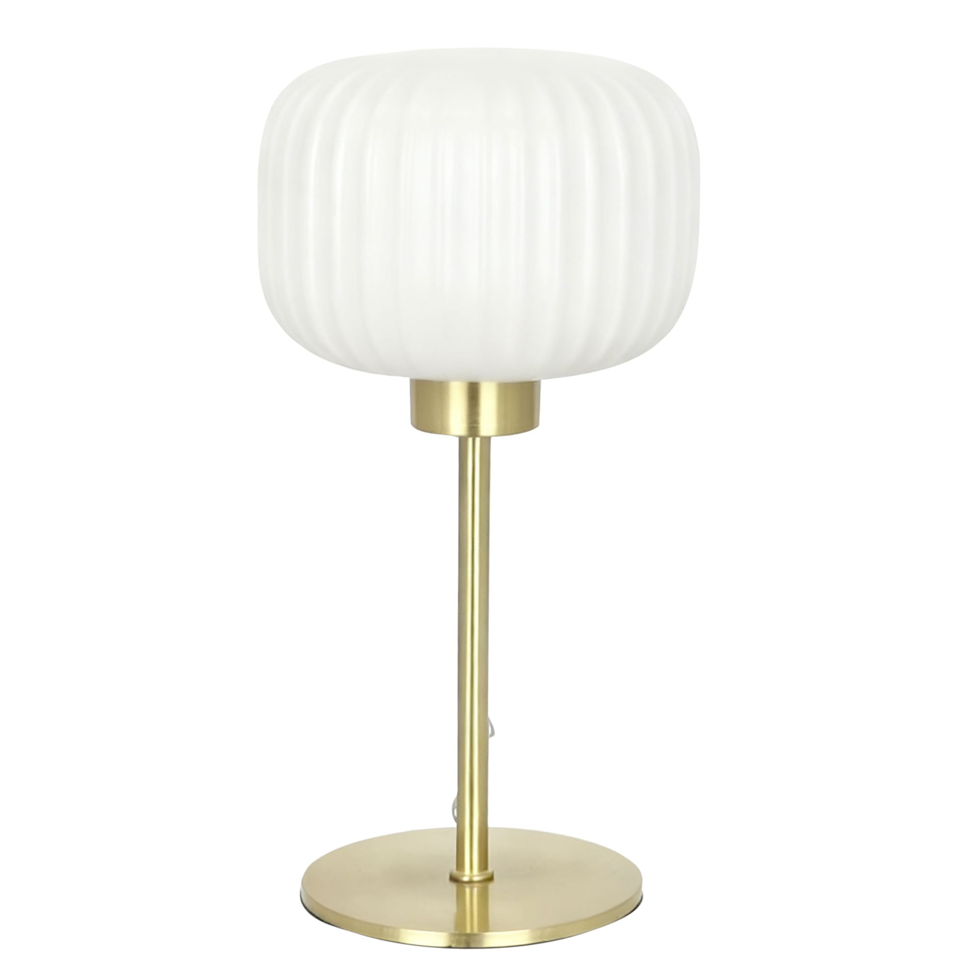 Alto Ribbed Optic Glass Table Lamp Opal & Satin Brass - OL93705OM