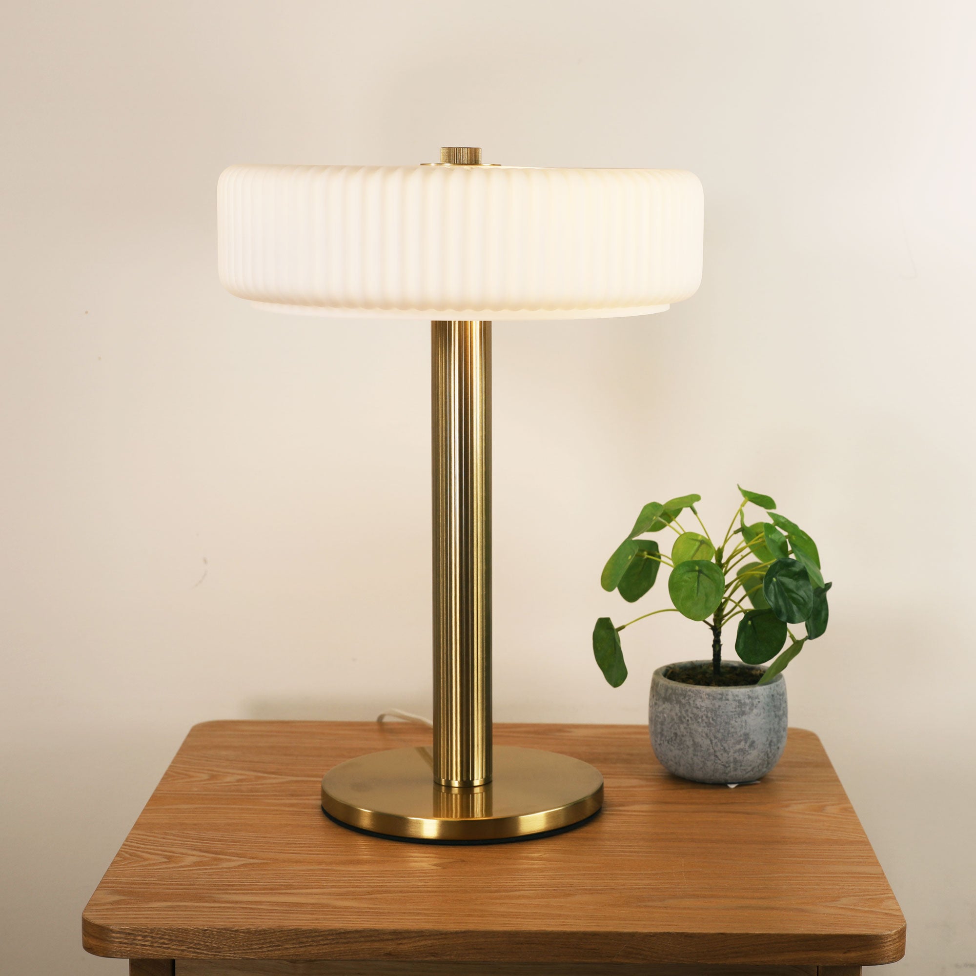Gordon Table Lamp Satin Brass & Matt Opal - OL97524SB