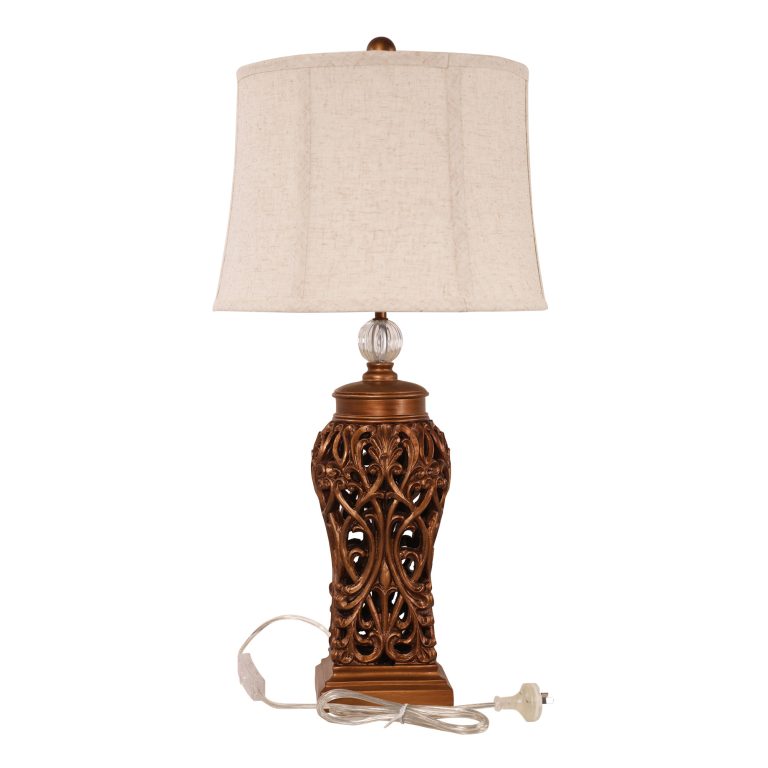Classic Antique Cut Lamp With Harp Shade Antique Gold - OL97976AG