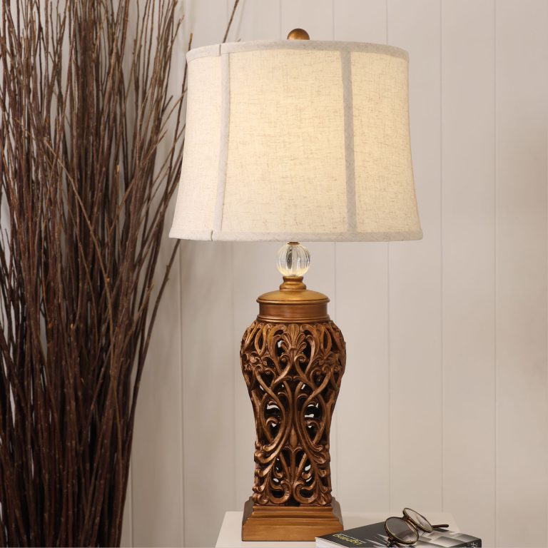 Classic Antique Cut Lamp With Harp Shade Antique Gold - OL97976AG