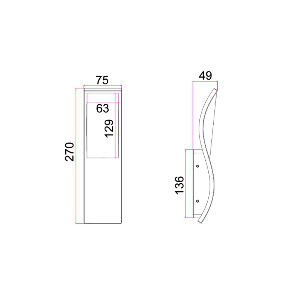 Buy Exterior Wall Lights Australia OLA Exterior LED Wavy Rectangular Wall Light Dark Grey 7W 3000K IP65 - OLA01
