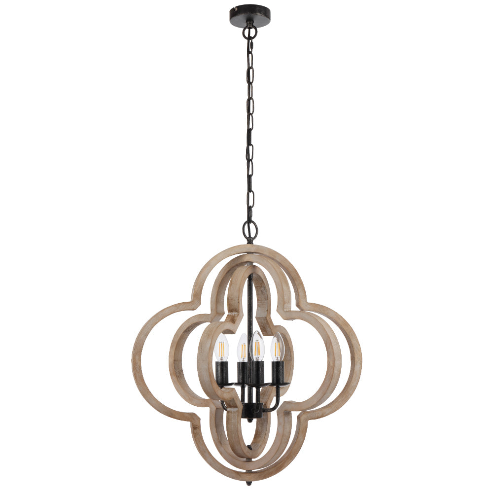 Omar Pendant 4 Lights Black / Wood Tones - OMAR PE4-BK