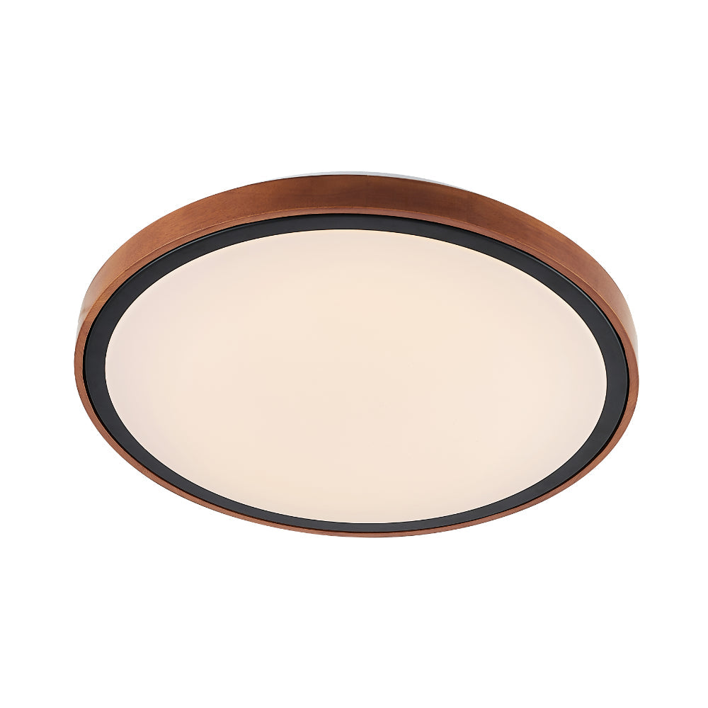 Orlin 420mm LED Oyster 24W TRI Colour Black & Walnut - ORLIN OY42-WD3C