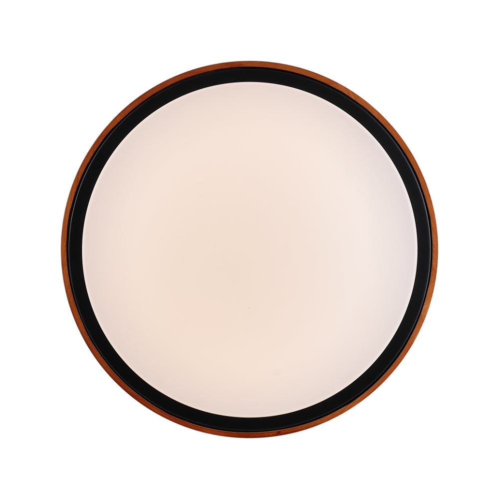 Orlin 300mm LED Oyster 12W TRI Colour Black & Walnut - ORLIN OY30-WD3C