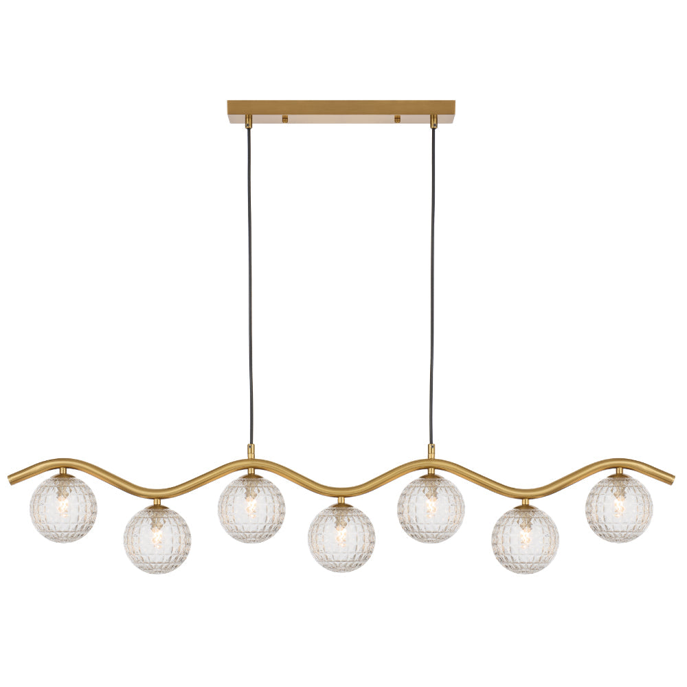 Orton 7 Light Pendant Antique Gold & Clear Prism - ORTON PE7-AGCLP