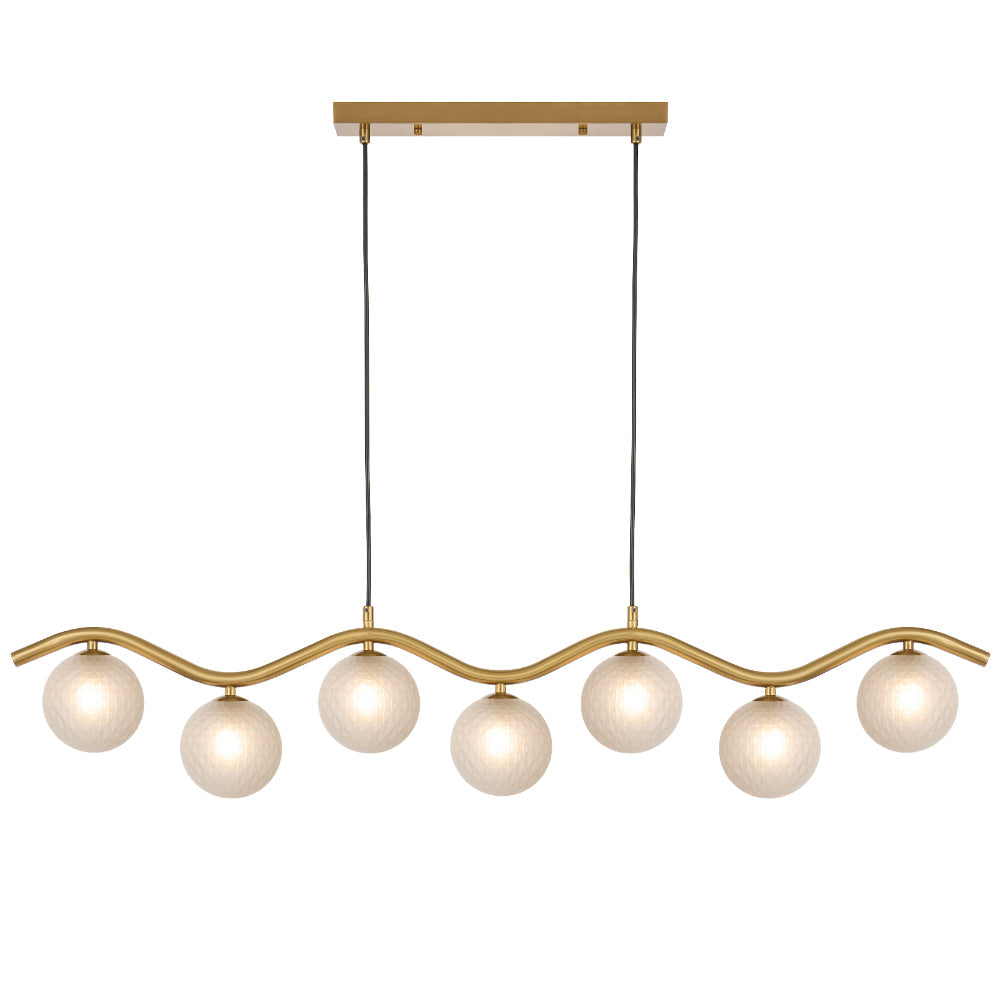 Orton 7 Light Pendant Antique Gold & Frost Tear - ORTON PE7-AGFRT