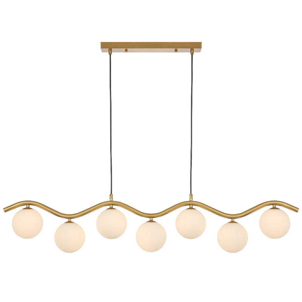 Orton 7 Light Pendant Antique Gold & Opal Matt - ORTON PE7-AGOM