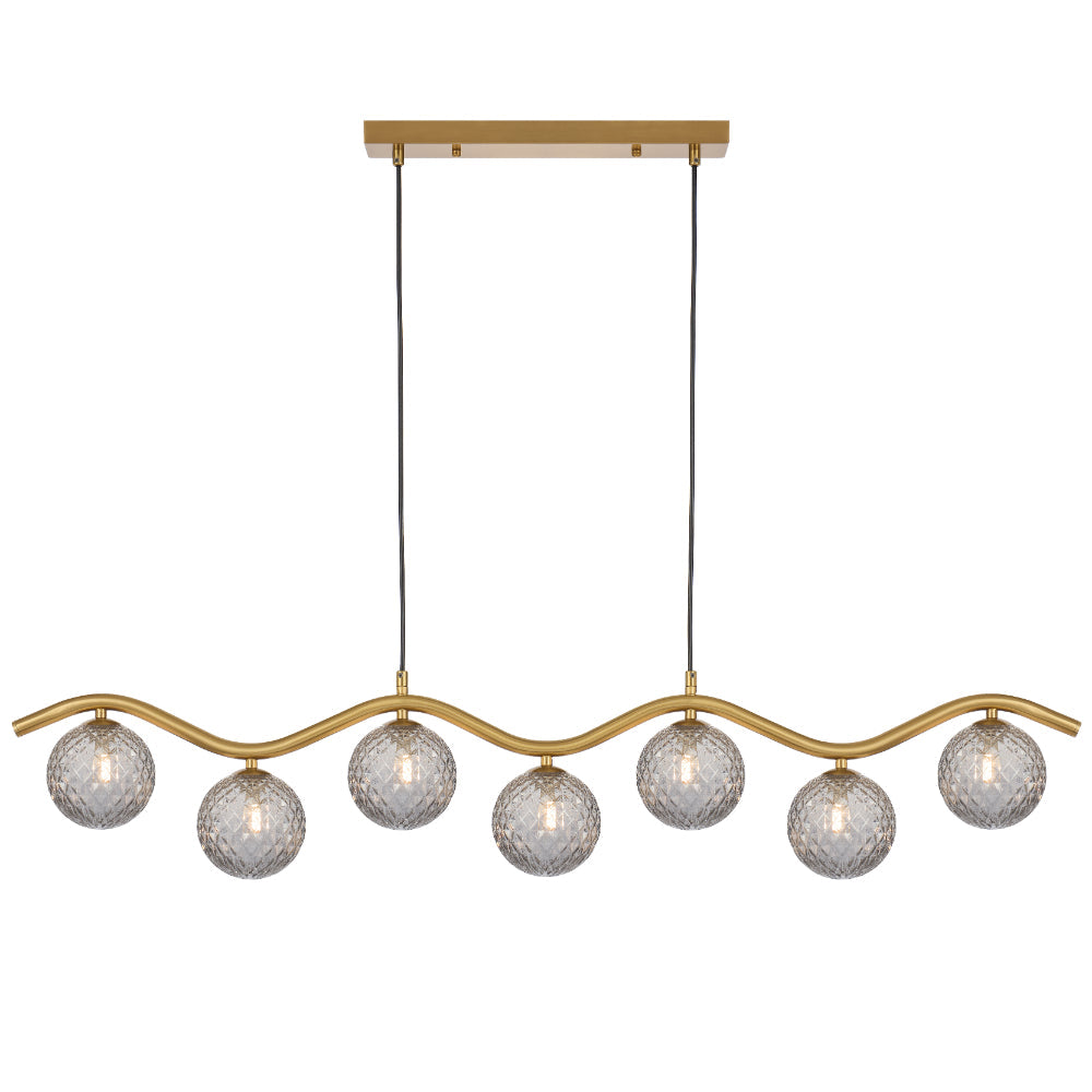Orton 7 Light Pendant Antique Gold & Smoke Tear - ORTON PE7-AGSMT
