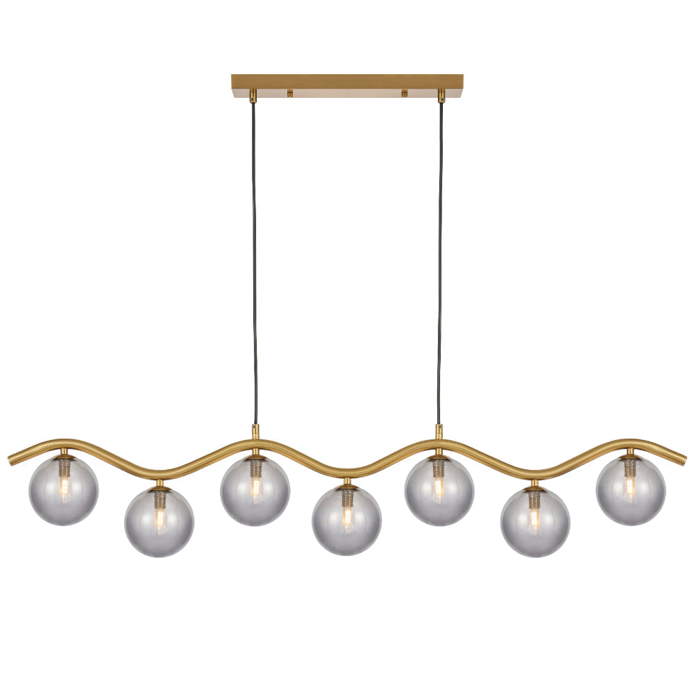 Orton 7 Light Pendant Antique Gold & Smoke - ORTON PE7-AGSM