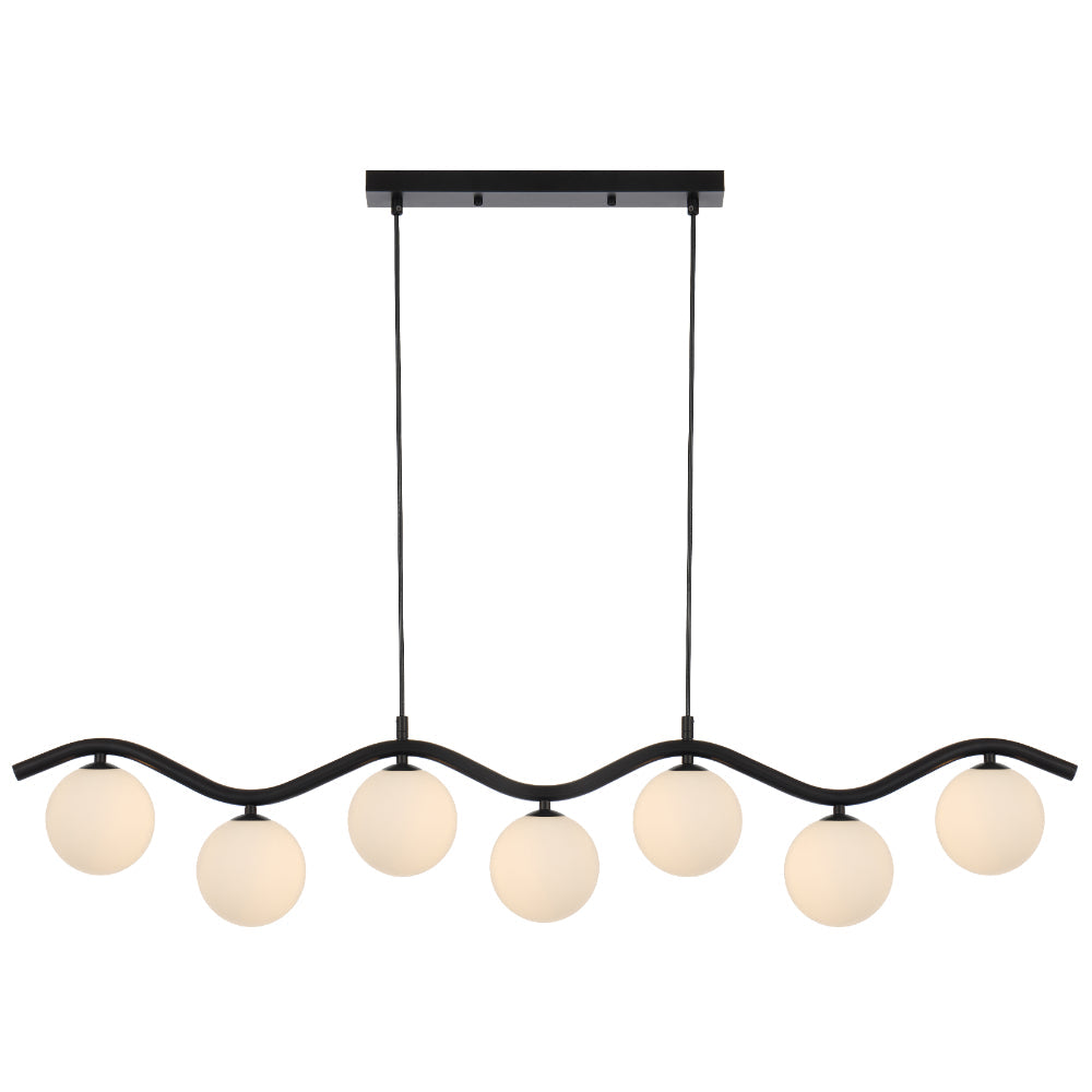 Orton 7 Light Pendant Black & Opal Matt - ORTON PE7-BKOM