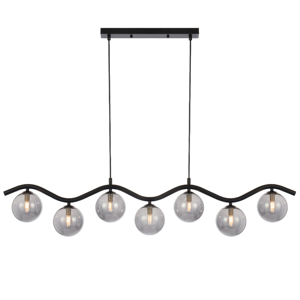 Orton 7 Light Pendant Black & Smoke - ORTON PE7-BKSM