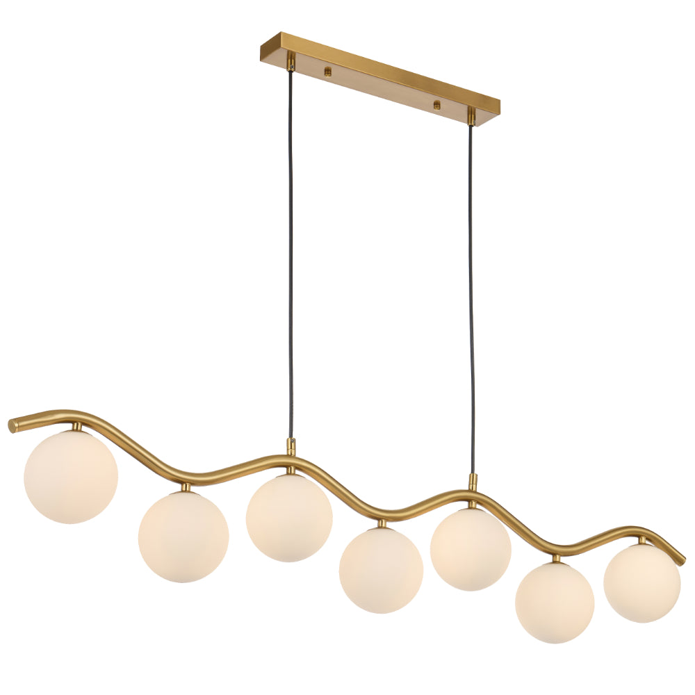 Orton 7 Light Pendant Antique Gold & Opal Matt - ORTON PE7-AGOM