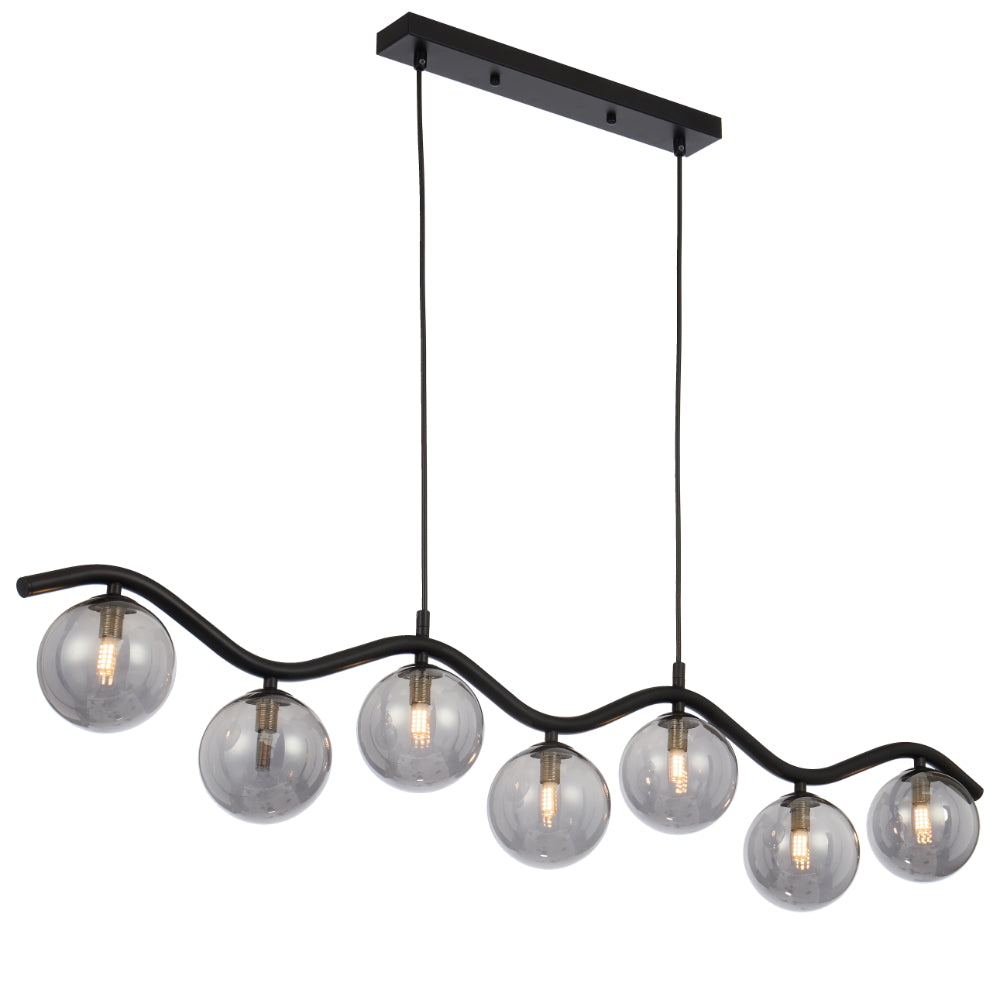 Orton 7 Light Pendant Black & Smoke - ORTON PE7-BKSM