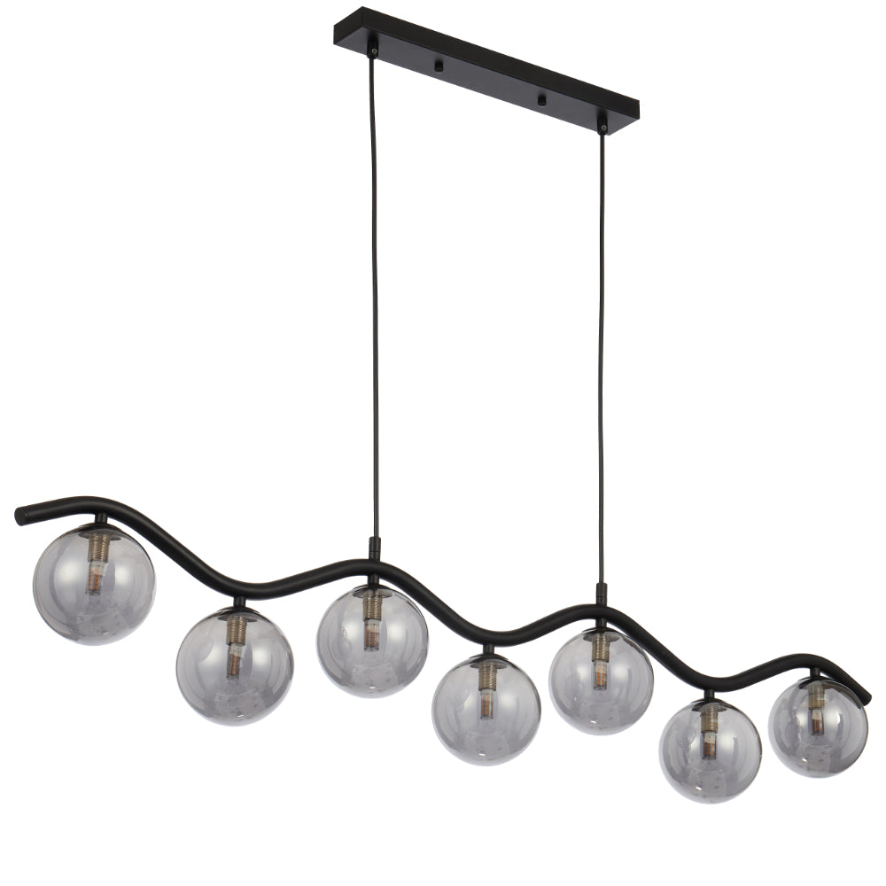 Orton 7 Light Pendant Black & Smoke - ORTON PE7-BKSM