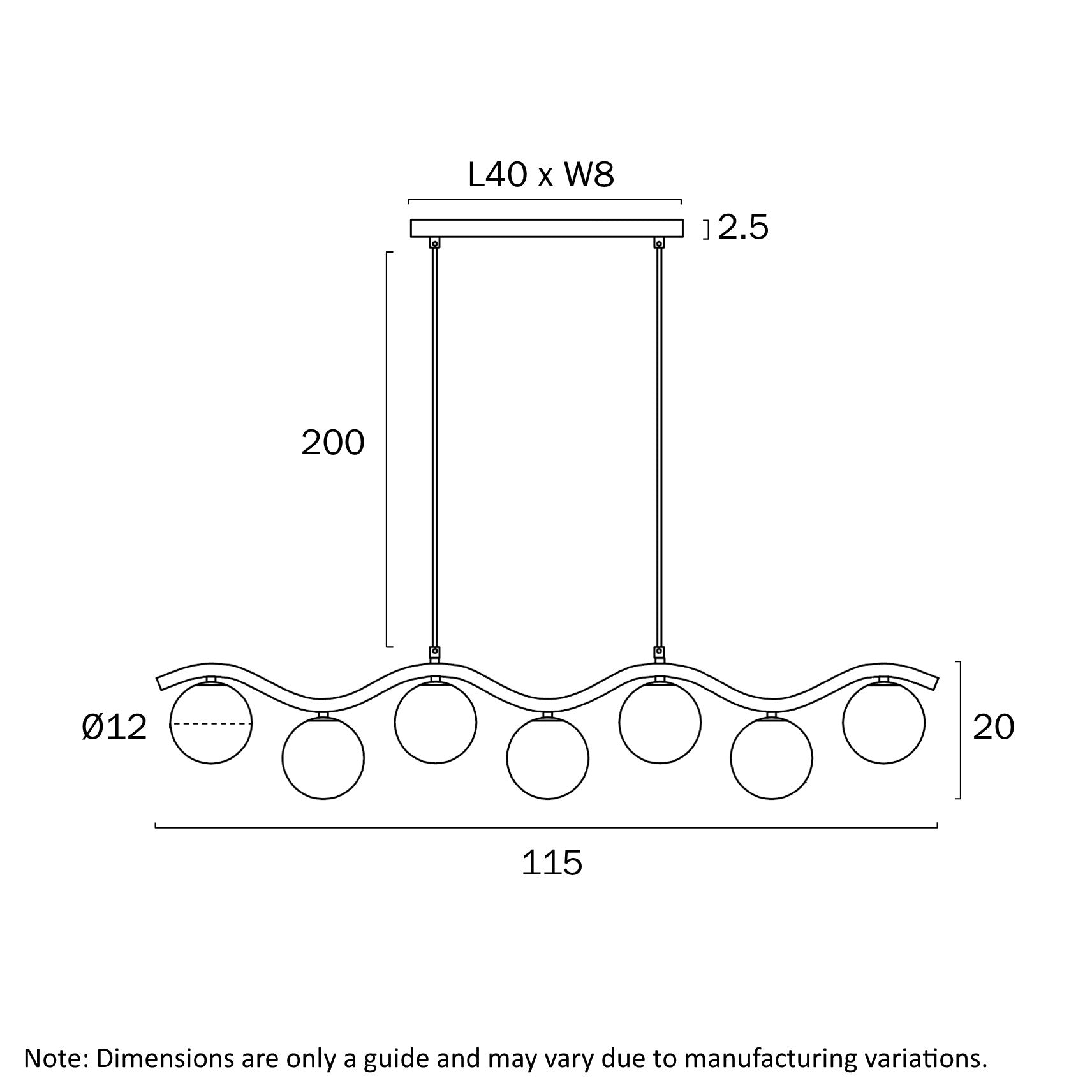 Orton 7 Light Pendant Black & Smoke - ORTON PE7-BKSM