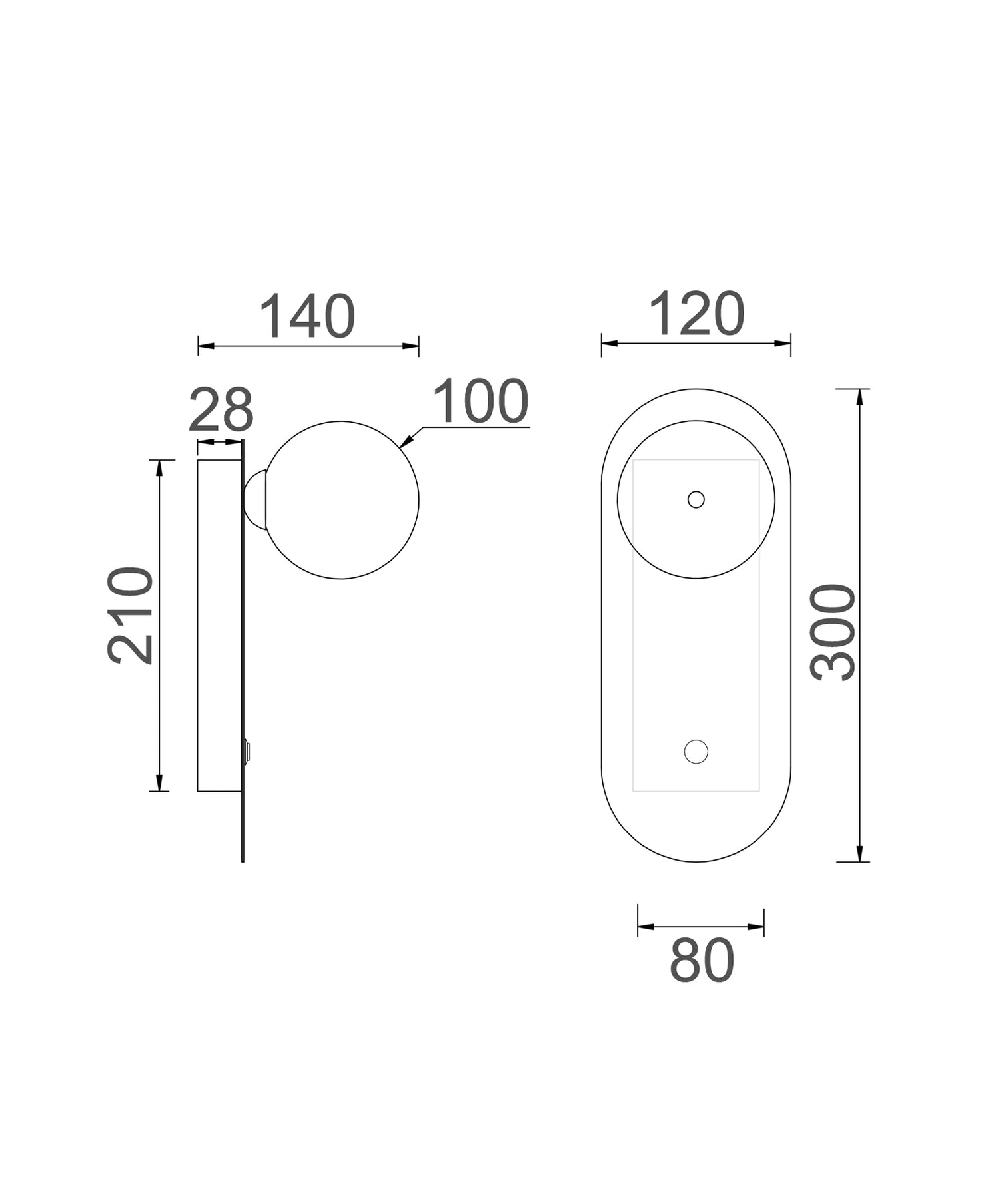 Ovalis Interior Oblong Base With Switch Wall Light Gold - OVALIS1