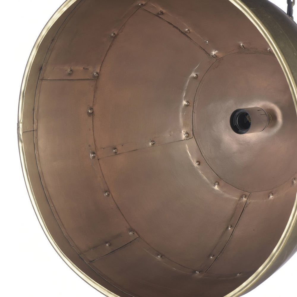 Buy Pendant Lights Australia P51 Small 1 Light Iron Riveted Dome Pendant Antique Brass - ZAF10310