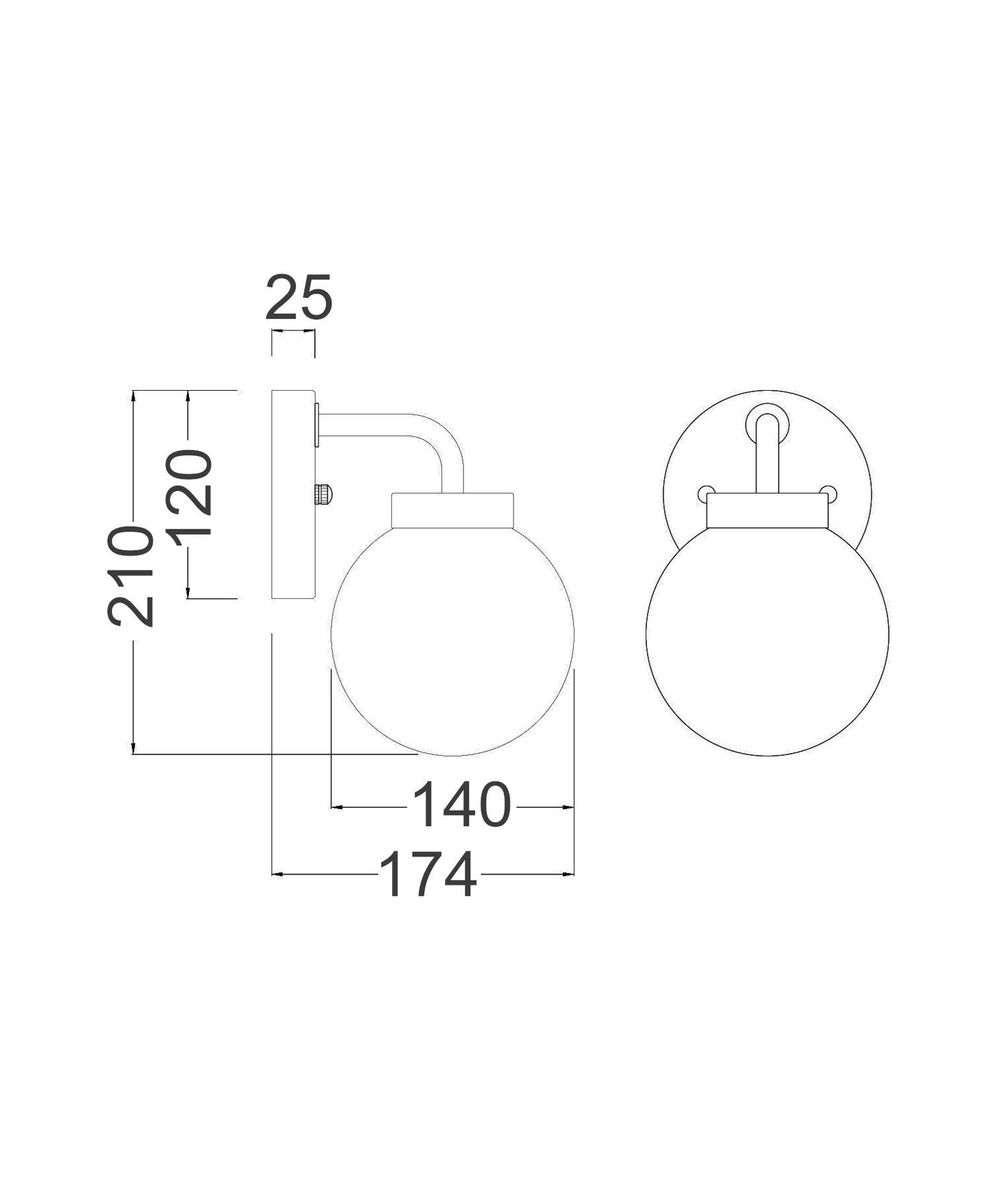 Palla Interior Single Round Base Wall Light White & Brass - PALLA-W1