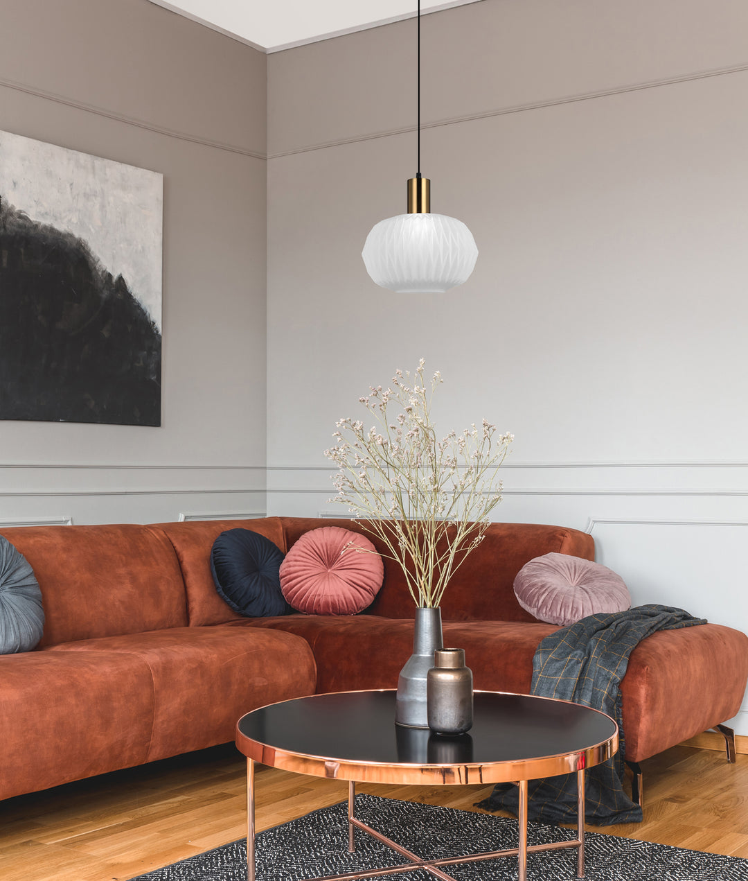 Papel Dome Glass Pendant Light Translucent Glass - PAPEL1
