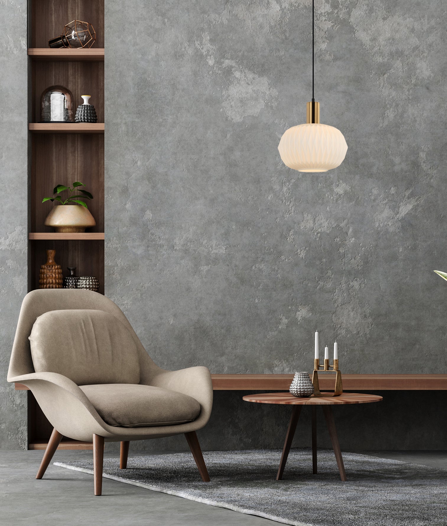 Papel Dome Glass Pendant Light Opaque Glass - PAPEL2