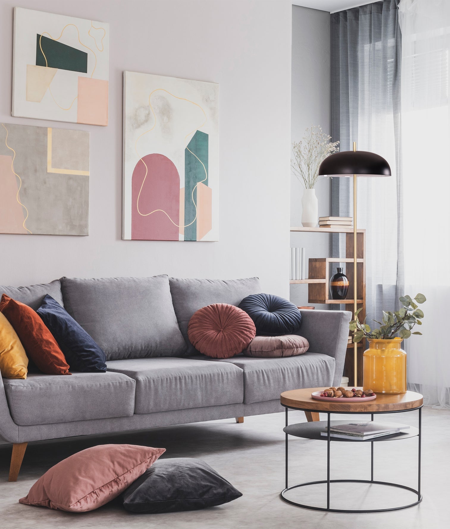 Paraguas Floor Lamp Brass Base With Black Shade - PARAGUAS-F1