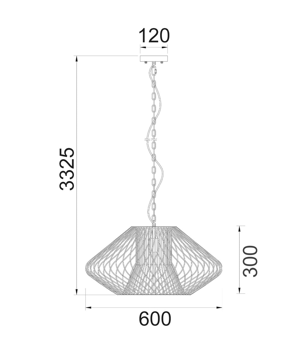 Parrilla 600mm Oval Cage Pendant Light Matte Black - PARRILLA3