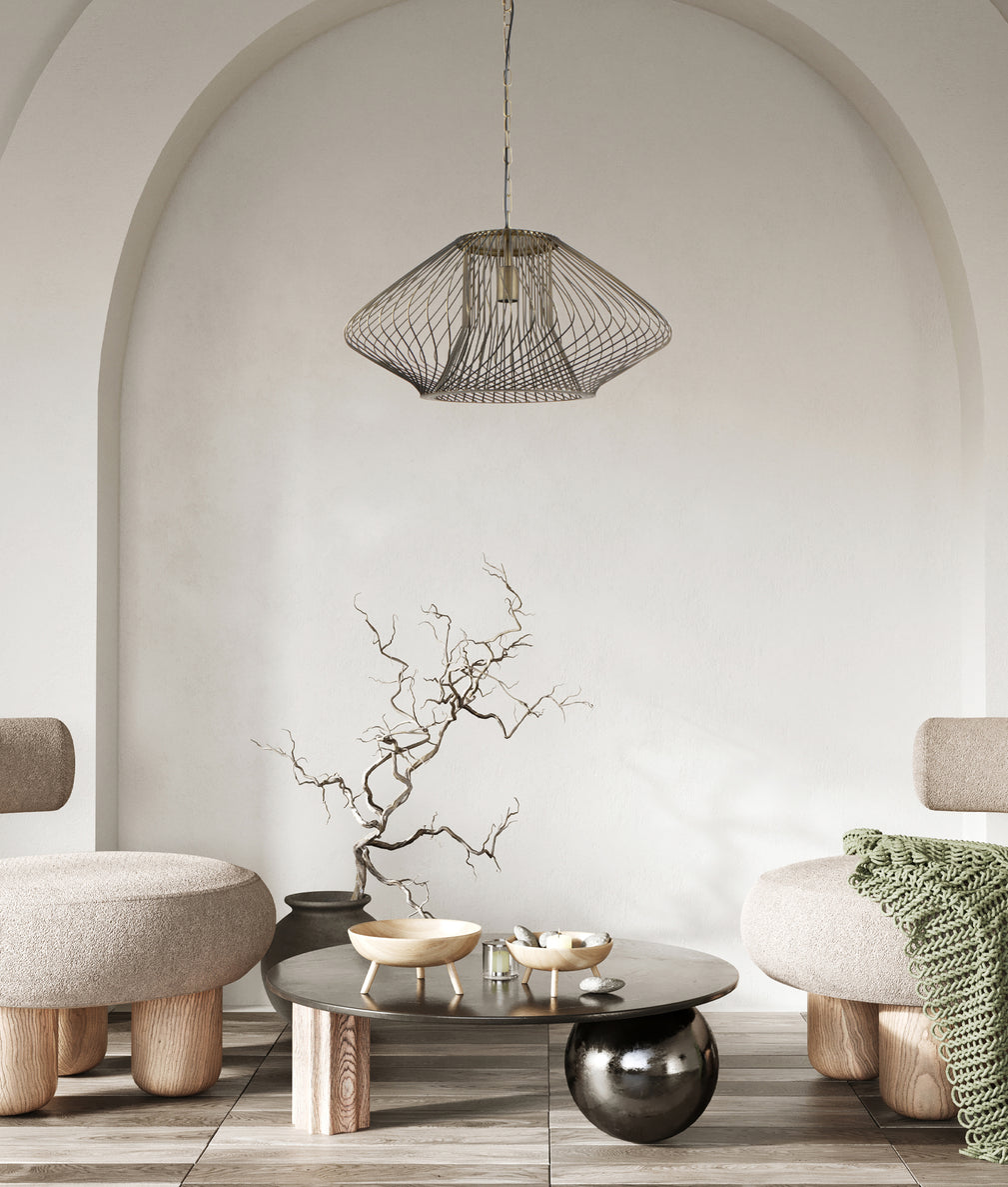 Parrilla 600mm Oval Cage Pendant Light Imitation Antique Brass - PARRILLA4