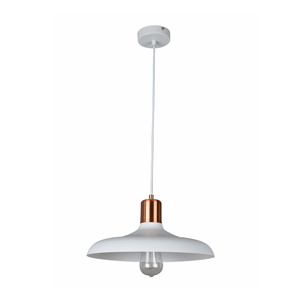 Buy Pendant Lights Australia PASTEL Dome Shape 1 Light Pendant White With Copper Lampholder Cover - PASTEL08