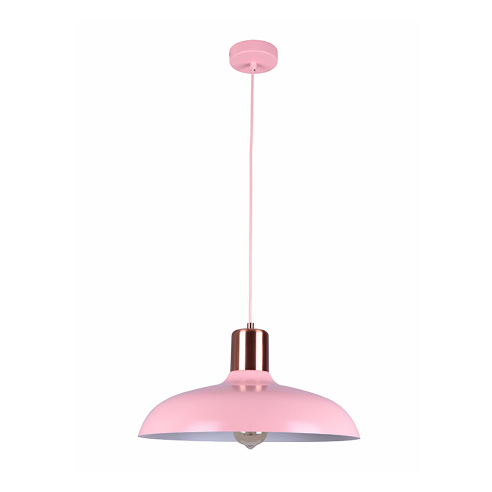 Buy Pendant Lights Australia PASTEL Dome Shape 1 Light Pendant Pink With Copper Lampholder Cover - PASTEL10